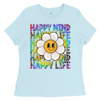 Baby Blue happy mind happy life Ladies Tee - NancyCooperArtShop