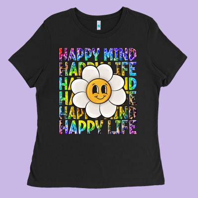 Happy Mind Happy Life Ladies Tee Designed By Nancycooperartshop