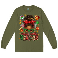 Army Green santas favorite realtor messy bun Long Sleeve Tee - texasbilliewilder