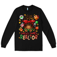Black santas favorite realtor messy bun Long Sleeve Tee - texasbilliewilder
