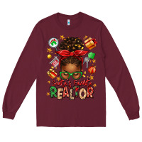 Burgundy santas favorite realtor messy bun Long Sleeve Tee - texasbilliewilder