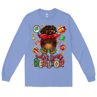 Colony Blue santas favorite realtor messy bun Long Sleeve Tee - texasbilliewilder