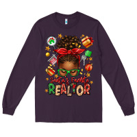 Plum santas favorite realtor messy bun Long Sleeve Tee - texasbilliewilder