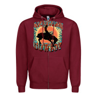 Burgundy American cowboy Zipper Hoodie - FaDigitalArtStudio