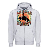 Heather Grey American cowboy Zipper Hoodie - FaDigitalArtStudio