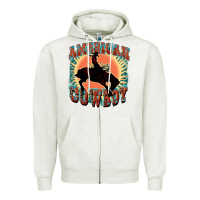 Oatmeal Heather American cowboy Zipper Hoodie - FaDigitalArtStudio