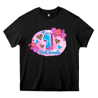 Black back to school flowers first grade 3200x2400 Heavy Core Tee - AdoDesignShop