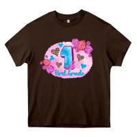 Chocolate Brown back to school flowers first grade 3200x2400 Heavy Core Tee - AdoDesignShop