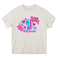 Cream back to school flowers first grade 3200x2400 Heavy Core Tee - AdoDesignShop