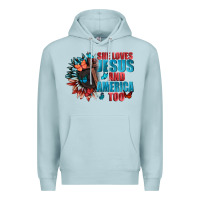 Blue Mist She love Jesus and America too Premium Hoodie - FaDigitalArtStudio