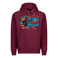 Burgundy She love Jesus and America too Premium Hoodie - FaDigitalArtStudio