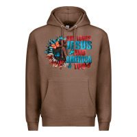 Chestnut She love Jesus and America too Premium Hoodie - FaDigitalArtStudio