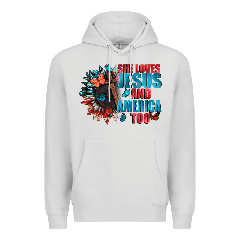 She Love Jesus And America Too Premium Hoodie by FaDigitalArtStudio | Teevron