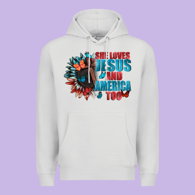 She Love Jesus And America Too Premium Hoodie Designed By Fadigitalartstudio