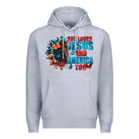 Heather Grey She love Jesus and America too Premium Hoodie - FaDigitalArtStudio