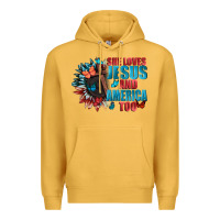 Mustard She love Jesus and America too Premium Hoodie - FaDigitalArtStudio