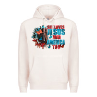 Pale Pink She love Jesus and America too Premium Hoodie - FaDigitalArtStudio