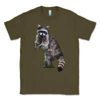 Army Green Raccoon Illustrations Classic Tee - LillyAllenDesigns