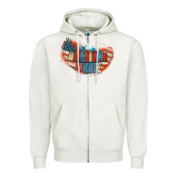 Oatmeal Heather American junkie 4th of july Zipper Hoodie - FaDigitalArtStudio