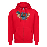 Red American junkie 4th of july Zipper Hoodie - FaDigitalArtStudio