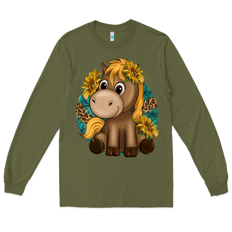Cute Baby Horse Amd Sunflowers Long Sleeve Tee by texasbilliewilder | Teevron