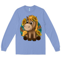Colony Blue cute baby horse amd sunflowers Long Sleeve Tee - texasbilliewilder