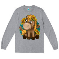 Heather Grey cute baby horse amd sunflowers Long Sleeve Tee - texasbilliewilder