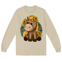 Mushroom cute baby horse amd sunflowers Long Sleeve Tee - texasbilliewilder