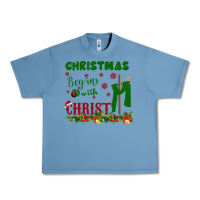 Pebble Blue Christmas Begins With Christ Urban Heavy Tee - Bettercallsaul