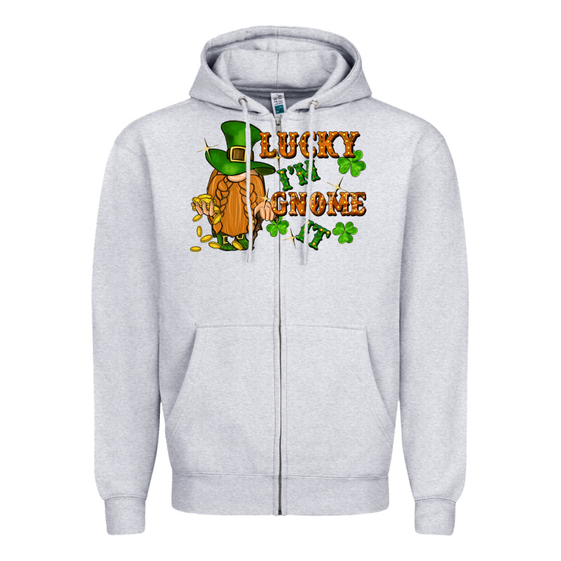 Lucky I'm Gnome It St. Patricks Day Zipper Hoodie by FaDigitalArtStudio | Teevron