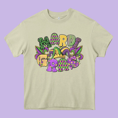 Mardi Gras Heavy Core Tee Designed By Maliassmallbusiness