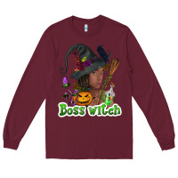 Burgundy Boss witch afro Long Sleeve Tee - NancyCooperArtShop