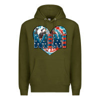 Army Green American mini heart 4th of july Premium Hoodie - FaDigitalArtStudio