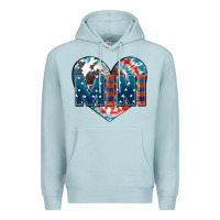 Blue Mist American mini heart 4th of july Premium Hoodie - FaDigitalArtStudio