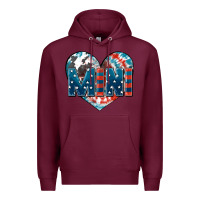 Burgundy American mini heart 4th of july Premium Hoodie - FaDigitalArtStudio