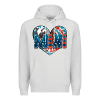 Dove Grey American mini heart 4th of july Premium Hoodie - FaDigitalArtStudio