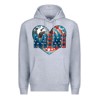 Heather Grey American mini heart 4th of july Premium Hoodie - FaDigitalArtStudio