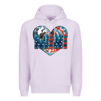 Lilac American mini heart 4th of july Premium Hoodie - FaDigitalArtStudio