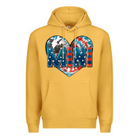 Mustard American mini heart 4th of july Premium Hoodie - FaDigitalArtStudio