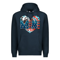 Navy American mini heart 4th of july Premium Hoodie - FaDigitalArtStudio