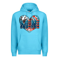 Ocean Blue American mini heart 4th of july Premium Hoodie - FaDigitalArtStudio