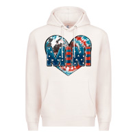 Pale Pink American mini heart 4th of july Premium Hoodie - FaDigitalArtStudio
