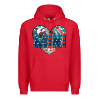 Red American mini heart 4th of july Premium Hoodie - FaDigitalArtStudio