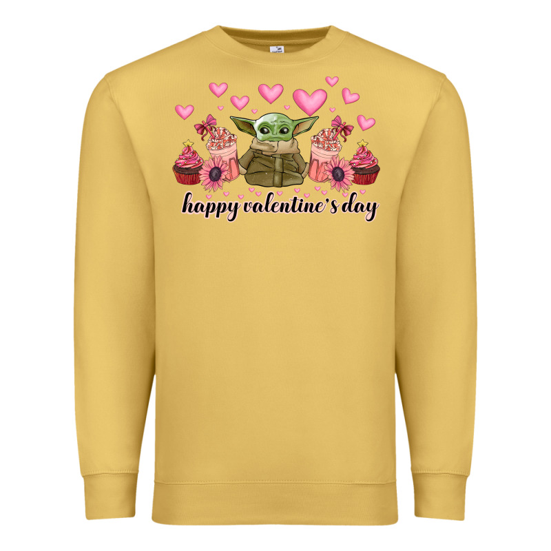 Happy Valentines Day Yoda Premium Sweatshirt by CowhideDigitalArt | Teevron
