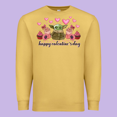 Happy Valentines Day Yoda Premium Sweatshirt Designed By Cowhidedigitalart