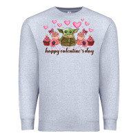 Heather Grey happy valentines day yoda Premium Sweatshirt - CowhideDigitalArt