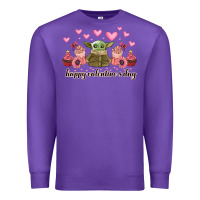 Purple happy valentines day yoda Premium Sweatshirt - CowhideDigitalArt