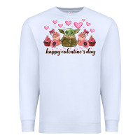 White happy valentines day yoda Premium Sweatshirt - CowhideDigitalArt