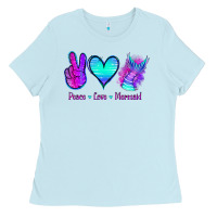 Baby Blue Peace Love Mermaid Ladies Tee - Jasminsmagicworld