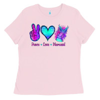 Bubblegum Pink Peace Love Mermaid Ladies Tee - Jasminsmagicworld